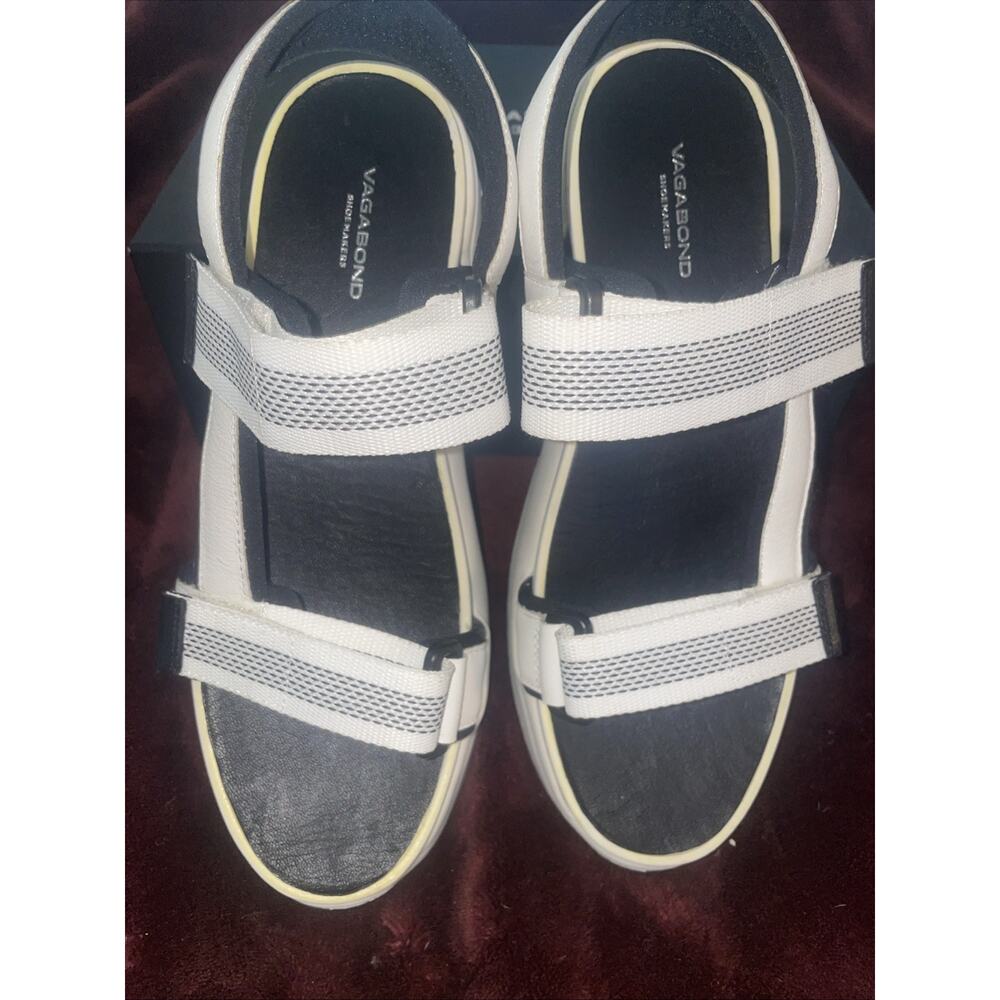 Vagabond Lori Platform Sandals Sz 9 White Black Straps Sandels